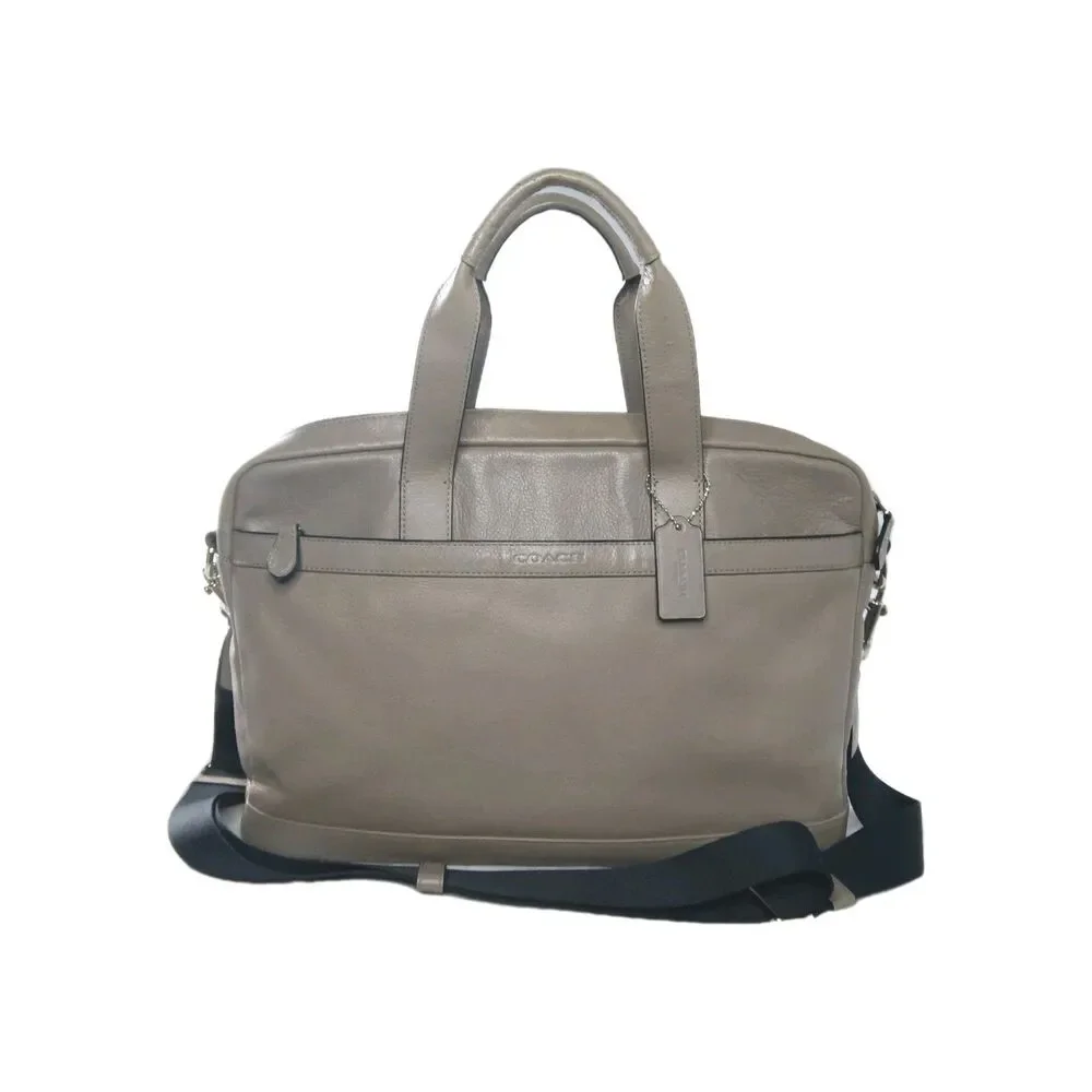 COACH Hudson Leather Bag  Briefcase F71561 Taupe Gray Brown Retail $450